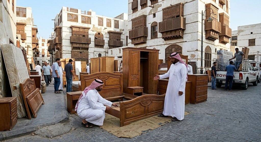 فريق عمل محترف يقوم بفحص وتقييم الأثاث المنزلي بعناية ضمن خدمات شراء اثاث مستعمل المهبولة لضمان تقديم أفضل الأسعار وتوفير تجربة مريحة وسريعة.