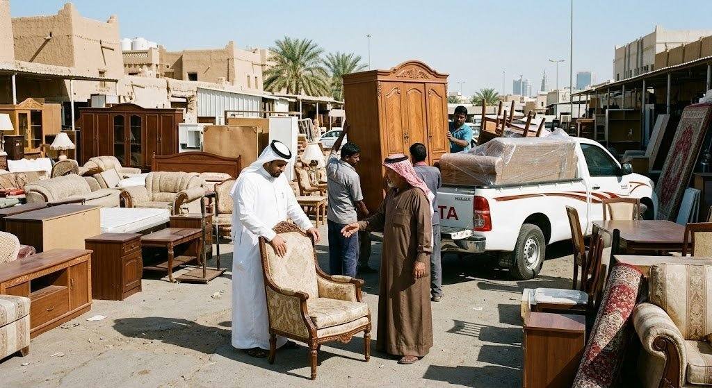 فريق عمل محترف يقوم بأعمال فحص وتقييم وتغليف الأثاث المستعمل بدقة وأمان باستخدام أفضل مواد التغليف ومعدات النقل ضمن خدمات شراء اثاث مستعمل العارضية لضمان سرعة الإنجاز وتقديم أفضل الأسعار وراحة العملاء.